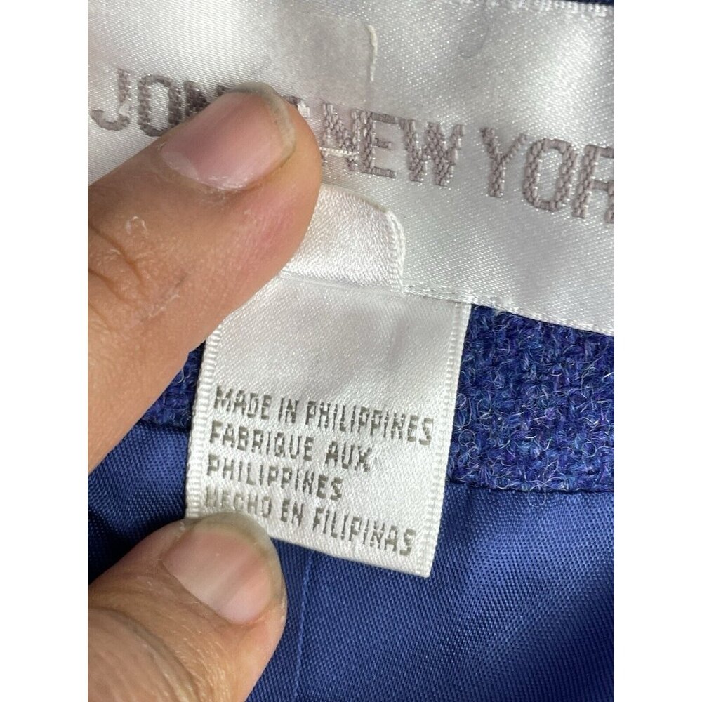 JONES NEW YORK Blazer Jacket 100% Wool Button Up  Blue Size 8 - Picture 5 of 16